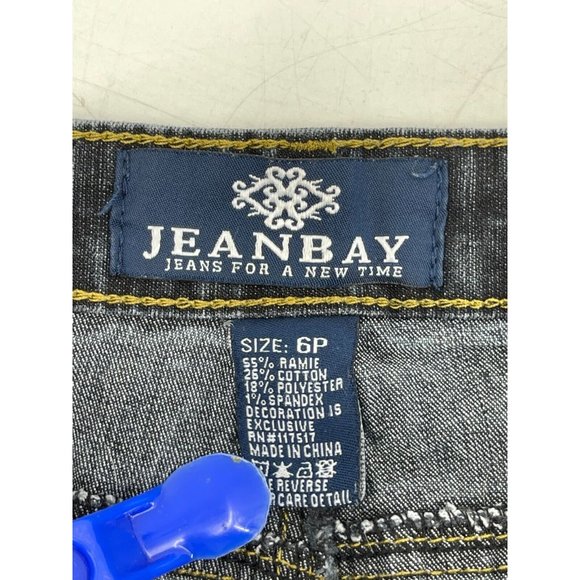 Jean Bay Women's Bootcut Denim Jeans Mid Rise Medium Wash Embroidered Size 6P - Picture 7 of 12